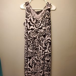 George Black w/ White Floral Print Maxi Dress (L)
